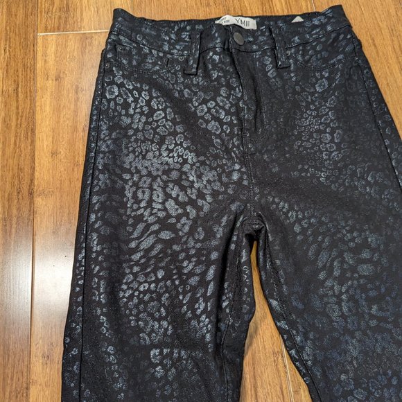 YMI Hide Your Muffin Top Skinny High Rise Black Cheetah Pants Stretchy - Picture 5 of 13